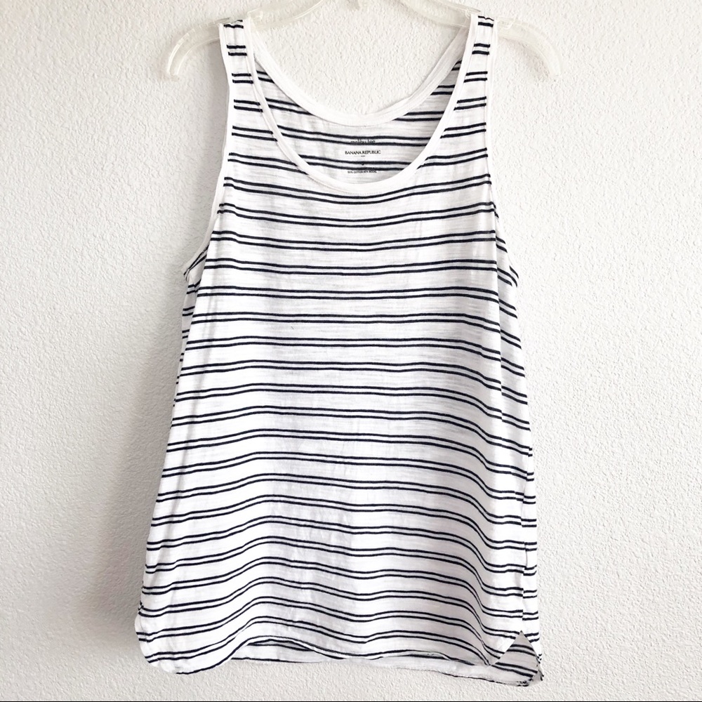 Banana Republic Striped White & Black Top